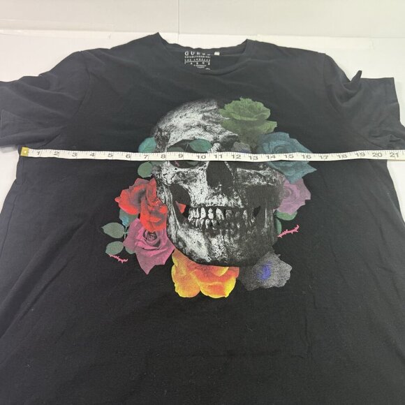 Guess Graphic T-Shirt Men's "L" Floral Candy Skull Black SS Cotton Crewneck - Picture 5 of 10